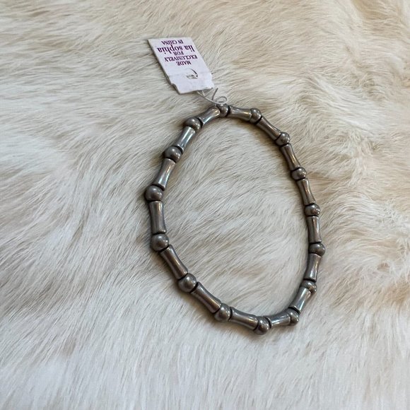 LIa Sophia Dot Dash Bead Stretch Bracelet Silver Tone Metal Minimalist 14832 - Picture 6 of 11